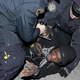 A man is arrested during protest of NYPD shooting of Kimani Gray, March 2013, in Brooklyn (Allison Joyce/Getty Images)